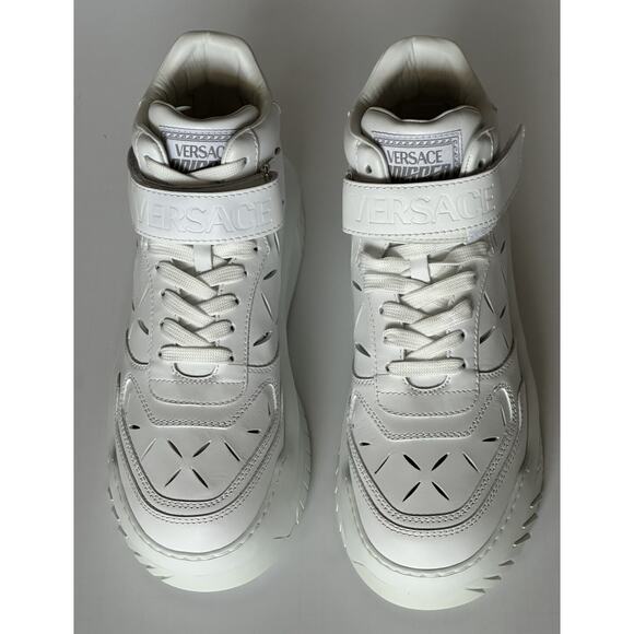 Versace Men\'s Laserata Leather Sneakers White 12.5 US (45.5) 1008964 NWT $1175 main image 13